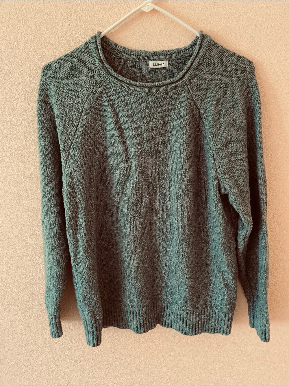 Women’s LL Bean Midweight Slub Rollneck Pullover Sweater Sage Green, Size Medium